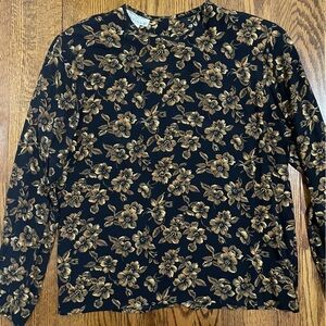 Rena Rowan for Saville Navy Gold Blouse Long Sleeve Size 10